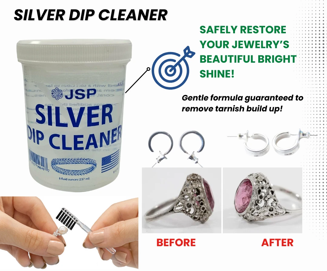 Sterling Silver Dip Cleaner Tarnish Remover 925 Jewelry Cleaning Solution  8oz