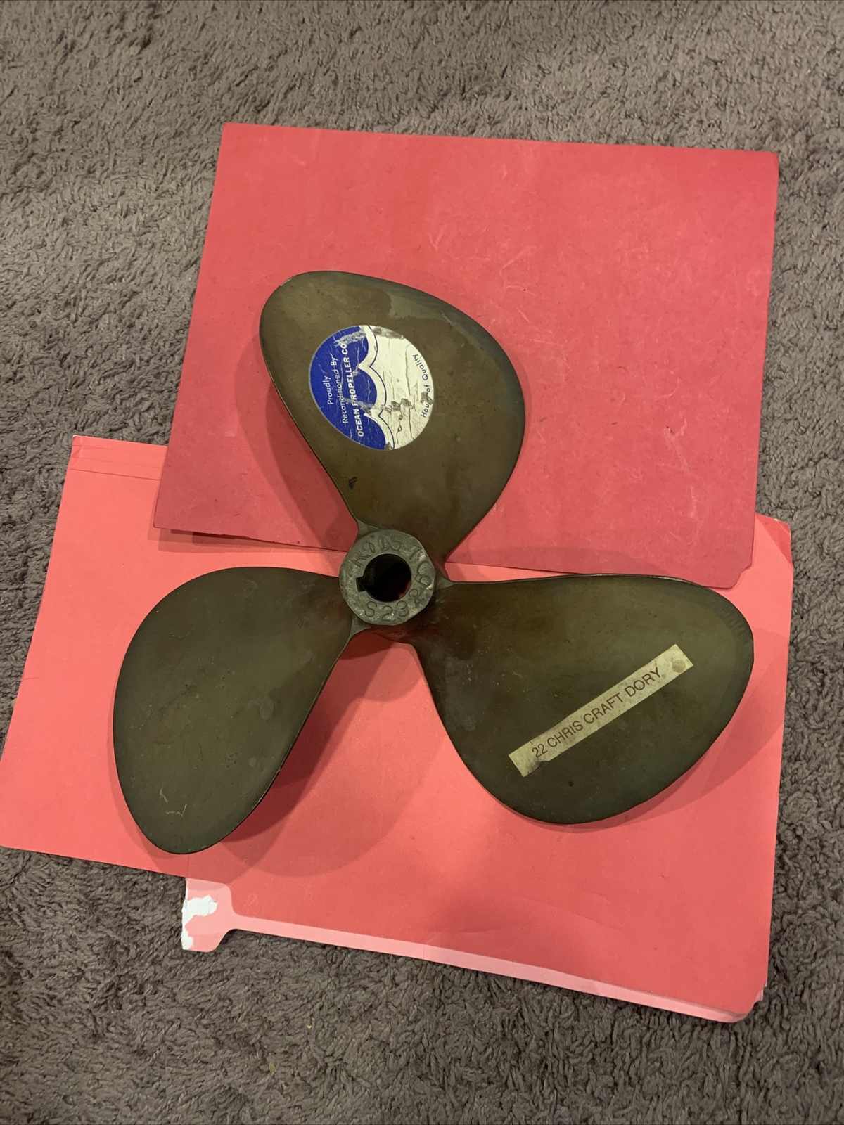 Brass 3 Blade Chris Craft 22 Dory Propeller 13 x 13 N1 BRAL