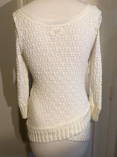 Camicia Anthropologie Deletta panna pizzo orlo incrociato XS maglione estivo usata in ottime condizioni - Foto 5 di 9