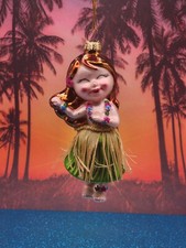 Tropical Hula Dancer girl Christmas Ornament World Market Glass HAWAII