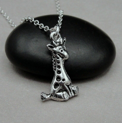 Silver Cute Giraffe Necklace Baby Giraffe Charm Cute Giraffe