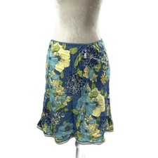 Old Navy Y2K Floral Skirt Elastic Waist Grosgrain Ribbon Hem Lightweight Size 4