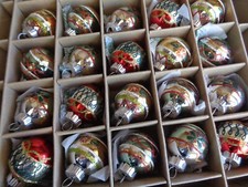 Christopher Radko Shiny Brite Glass Mini Ornaments Set of 20 Silver Gold NEW