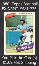 1980 Topps Baseball #481-726 YOUR CHOICE/$1.09 Flat Ship UPDATED 11/30