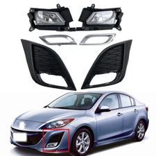 Pair Front Bumper Fog Light Lamp Cover Frame Hood Bezel For Mazda 3 2011-2013