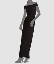 Lauren Ralph Lauren Women Black Crepe Off-Shoulder Saran Dress Sz 8