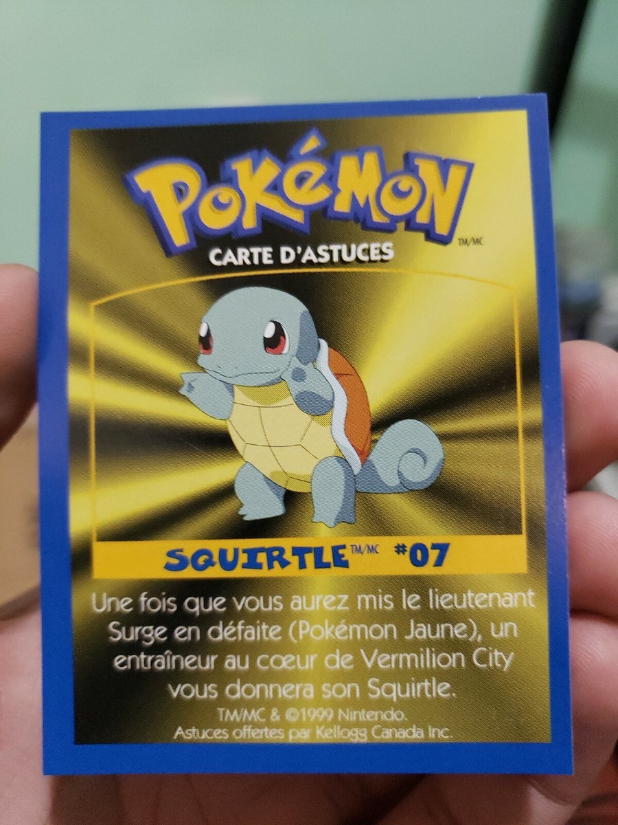 Pokemon: SQUIRTLE #07 [Game Tip Card] [Kellogg's Canada Cereal