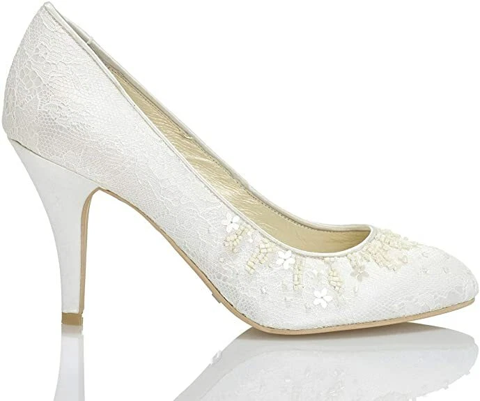 SCARPE DA SPOSA DA SPOSA MENBUR ADRIANA CON PERLINE IN PIZZO RASO RASO RASO 126