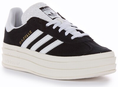 Adidas Gazelle Bold Schnürschuhe Damen Trainer Schwarz Weiß EU 36-42
