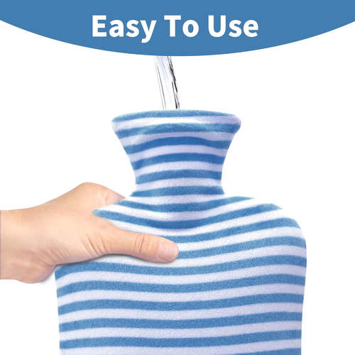 Hot Water Bottle with Soft Cover, 2L Hot Water Bag for Menstrual Cramps, Neck A - Picture 5 of 12