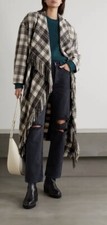Isabel Marant Etoile Fleming Oversized Fringed Checked Wool-blend Coat Size 34