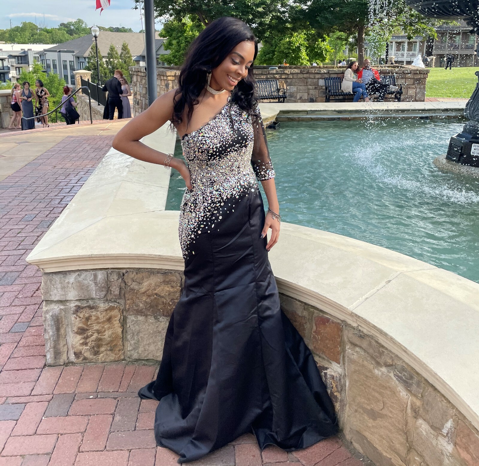 Bedazzled Black Mermaid Prom Dress (size 8 but fits like a size 3) | eBay