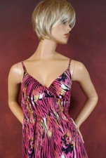 She's Cool Sleeveless Maxi Dress V- Neck Spaghetti Straps Small Vibrant Fuchsia