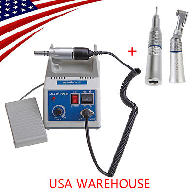 Dental Lab Marathon Electric Micromotor+ E-Type +Contra Angle+Straight Handpiece