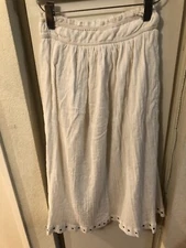 ISABEL MARANT ETOILE Thalia White Gauze Grommet A-Line Pleated Midi Skirt 4/36