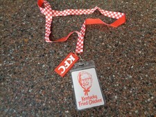 KFC Red Checkered Print Lanyard ID Badge Holder Culture Fly Brand New