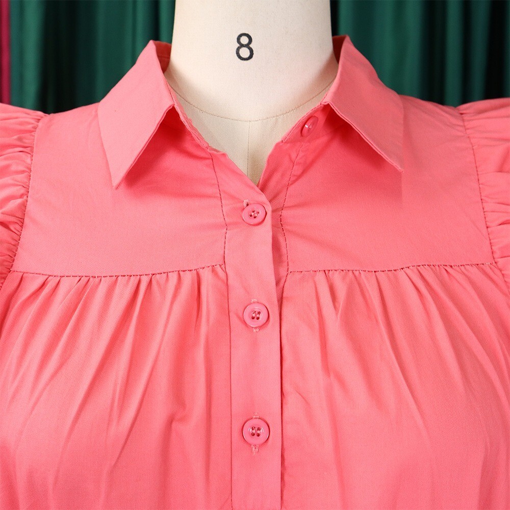 Womens Summer V Neck Ruffle Cap Shift Mini Sundress T-Shirt Dress Casual Dresses