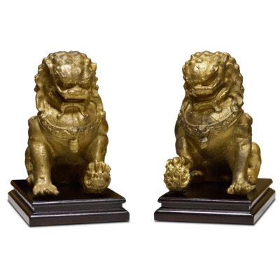 US Seller - Chinese Temple Iron Foo Dog Set