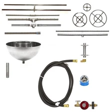 Easy DIY Complete Basic LP Gas Fire Pit Kit & Lifetime Warr 316 Stainless Burner