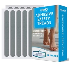 7.5" Bath Tub Shower Safety Adhesive Treads in Gray, 24 Pack