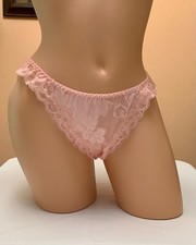 Vintage Victoria's Secret Bikini Panty Gold Crown Label 1981-82 Pink L/7 NWT