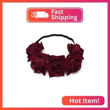 Honbay 7cm/2.76inch Rose Flower Crown Elastic Headband Hair Band Festival Hair G