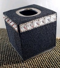 Square Tissue Box Cover Bling Upright Facial Tissue Holder Beaded Rhinestone