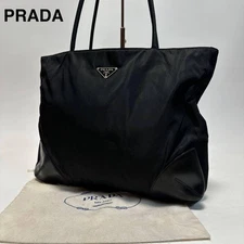 PRADA Triangle Logo Nylon Leather Black Tote A4 Compatible
