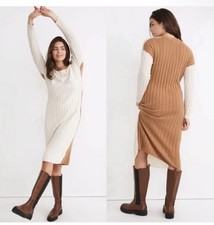 NWT Madewell Ribbed Midi Sweater Two Tone Sz M~free Ship