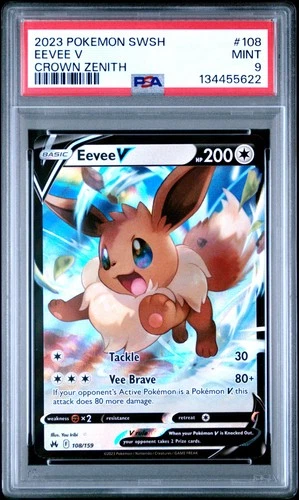 2023 POKEMON SWORD & SHIELD CROWN ZENITH #108 EEVEE V PSA 9