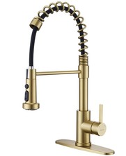 Gold Kitchen Faucet with Pull Down Sprayer, Single Handle Brushed Gold Faucet...