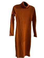 Fashion Nova Cognac Turtleneck Midi Dress Long Sleeve Bodycon NWT Medium
