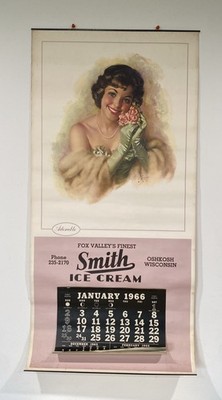 Vintage 1966 Smith Ice Cream Paper Lithograph Advertising Calendar Oshkosh WI