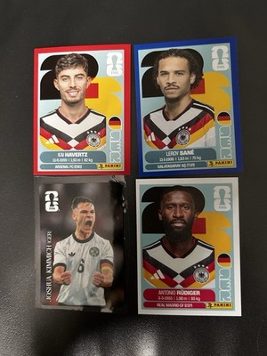 World Cup Stickers, Red Border Havertz, Blue Border Sane, Kimmich And Rudiger