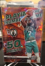 2021-22  Optic - Playing the Numbers Game Jaylen Brown #10 Red Cracked Ice Prizm