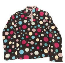 Old Navy Sweatshirt Girls Large 10-12 Gray Polka Dots 1/4 Zip Fleece Pullover