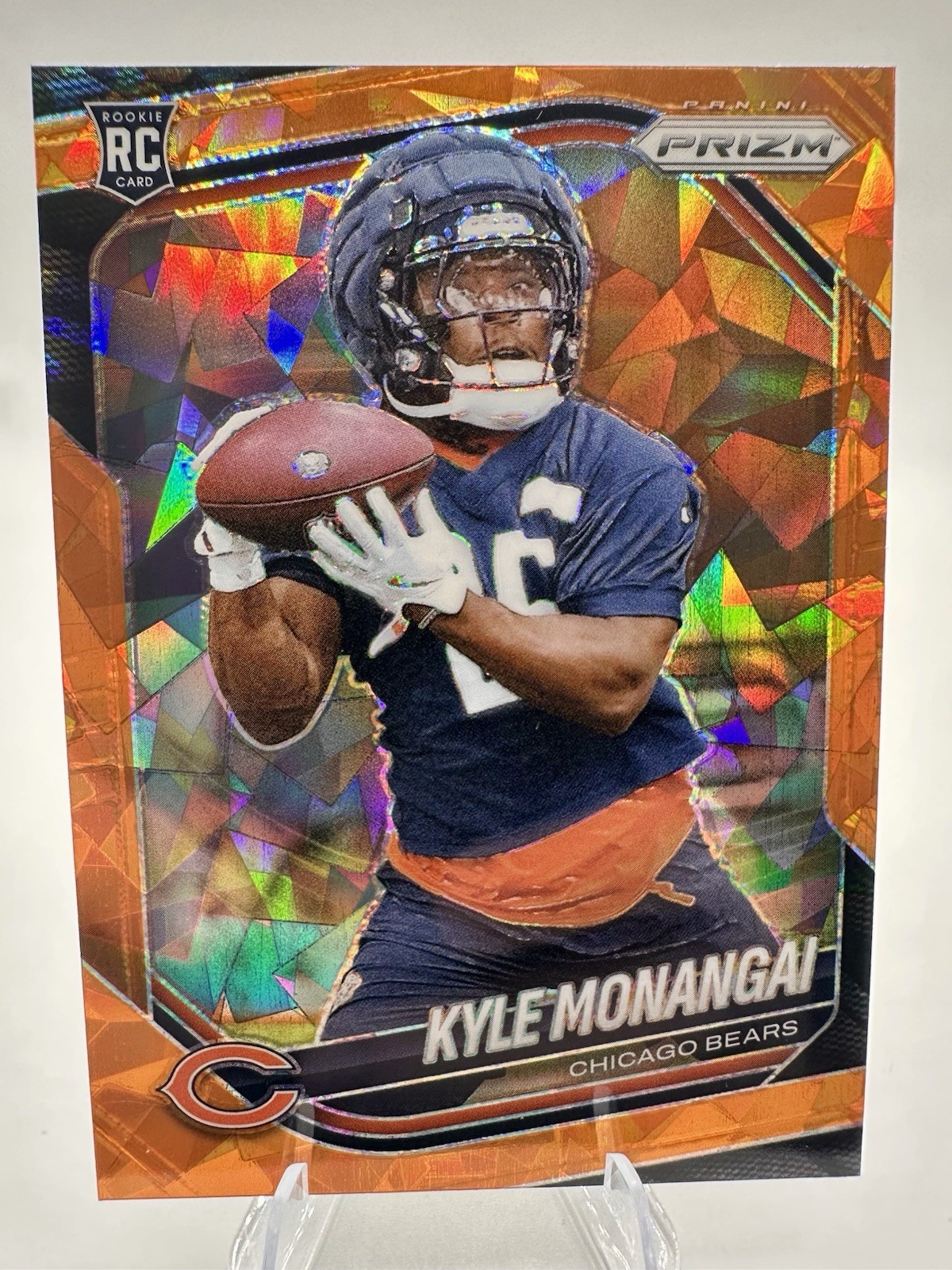 2025 Prizm Football Kyle Monangai Orange Ice Prizm #348, Chicago Bears Rookie RC
