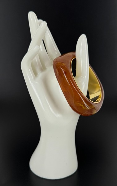 Alternate view of $150 Veronica Beard Nib Auth Tortoise Sculpted Resin Bangle Bracelet Gold Plated