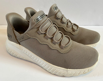 Skechers Slip Ins Hands Free Womens 6.5 Bobs Sport Squad Chaos Vegan Taupe Beige