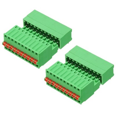 2Set 10 Pin 2.5mm 0.1'' Pitch PCB Terminal Block Connector, 90 Degree, Green