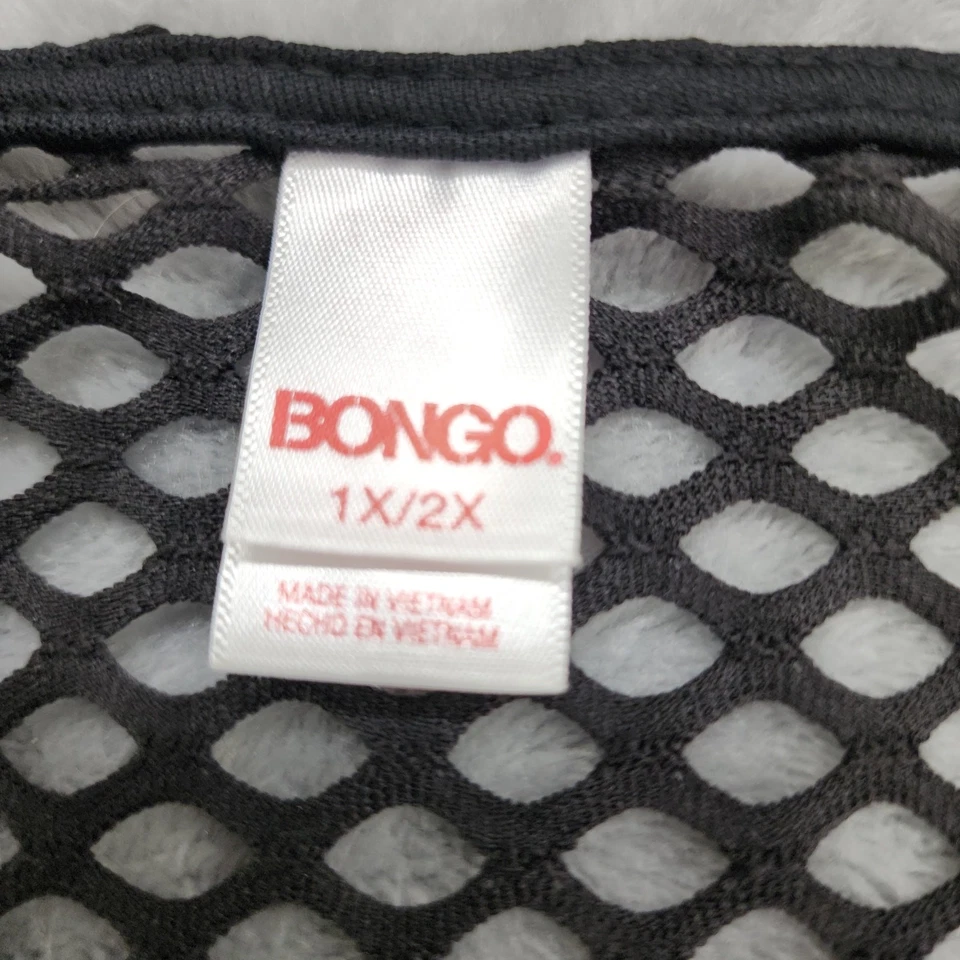 Capa de natação vintage anos 90 Bongo feminina 1X/2X preta malha amarrada gola V praia popover - Imagem 4 de 4