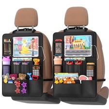 Backseat car Organizer with Touch Screen,2PACK of car organizer Kick Mats Bac...