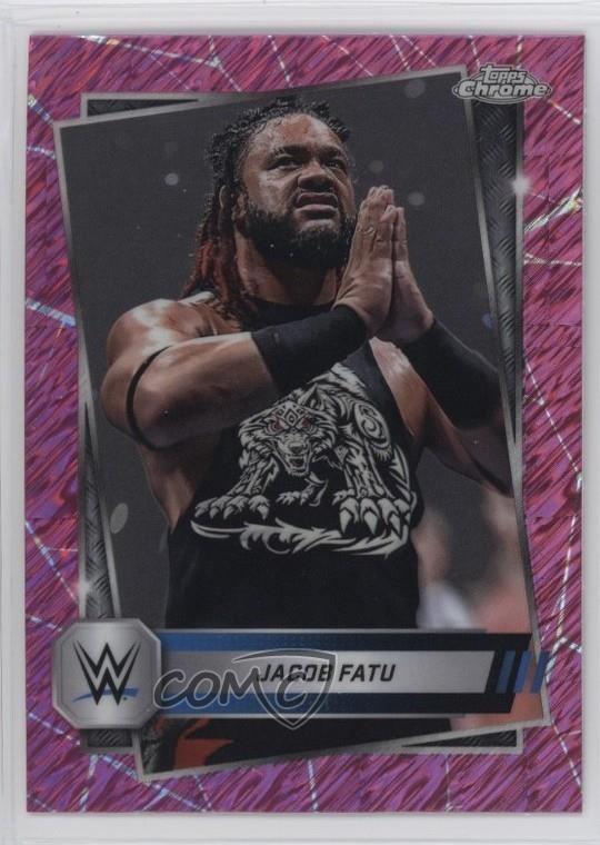 2025 Topps Chrome WWE Pink Shimmer Refractor Jacob Fatu #100 1c38
