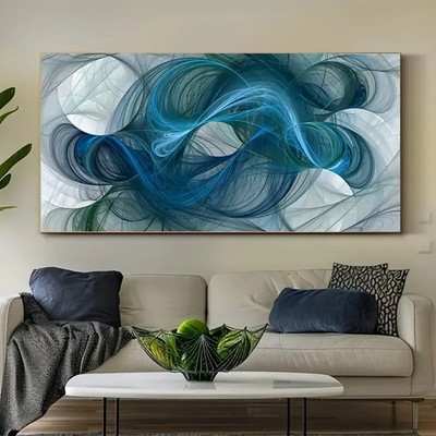 Abstract Gradient Line Art Unframed Canvas Painting for Living