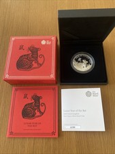 2020 Royal Mint Lunar Year of the Rat 1oz Silver Proof Coin -Boxed & COA (44426)