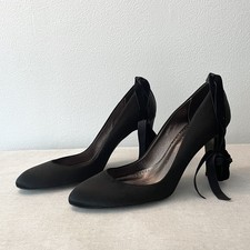 JCrew Satin Sz 9.5 Black Pointed Lace Up Heel...