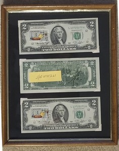 1976 Series Two Dollar Bills with date stamps April 13, 1976