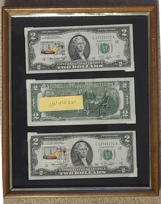 1976 Series Two Dollar Bills with date stamps April 13, 1976