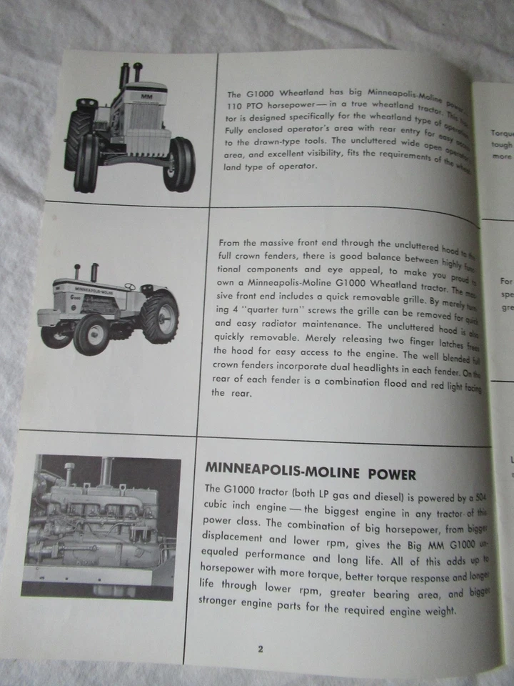 Minneapolis Moline G-1000 Rice Special Tractor Product News Brochure 16 Pages - Image 2 of 4