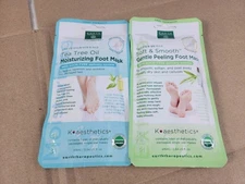 Earth Therapeutics Tea Tree Oil Moisturizing Gentle Peeling Foot Mask Lot of 2